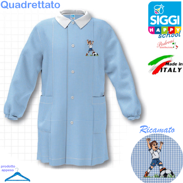 SIGGI Grembiule ASILO bambino 33GR4363 Bianc/Cielo Tg.65 Cm.116