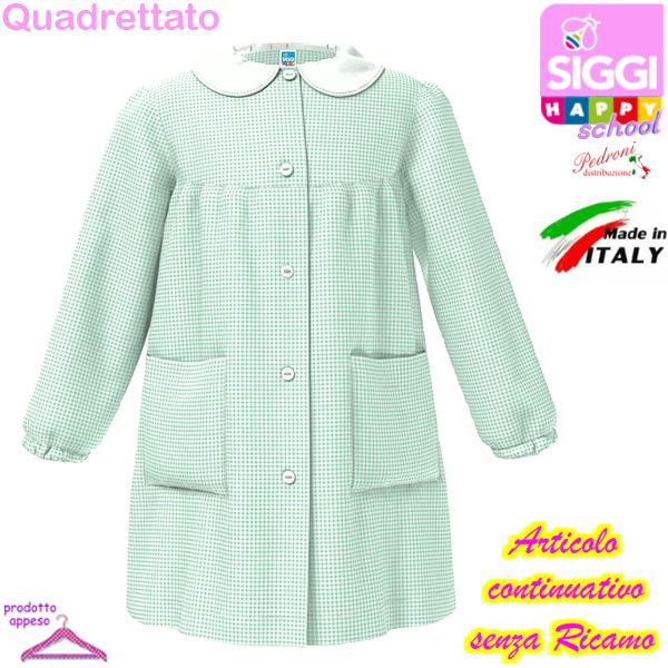 SIGGI Grembiule ASILO bambina 37GR2887 Bianc/Verde Tg.55 Cm.104