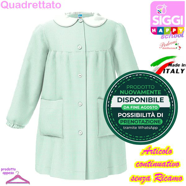 SIGGI Grembiule ASILO bambina 37GR2887 Bianc/Verde Tg.50 Cm.98