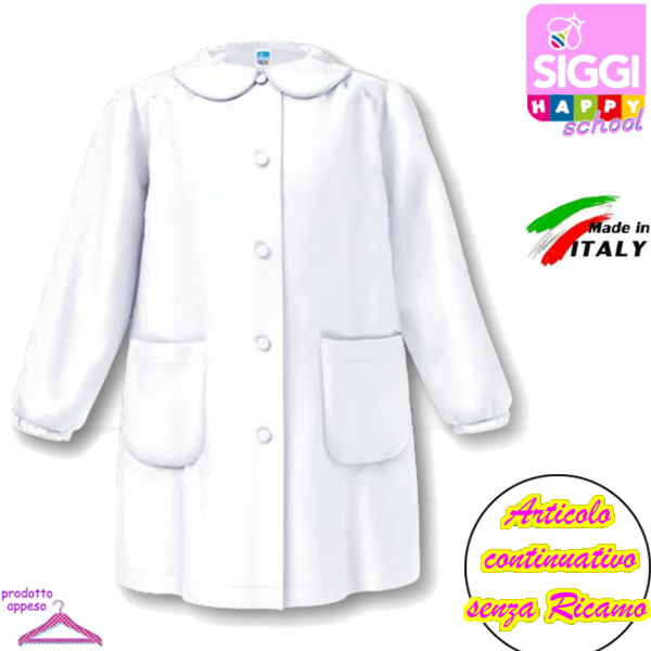 SIGGI Grembiule ASILO bambina 37GR2887 Bianco Tg.60 Cm.110