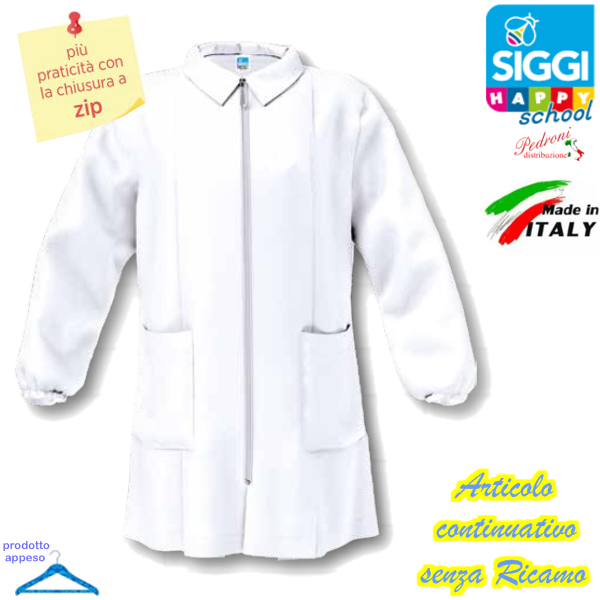 SIGGI Grembiule ASILO bambino 37GR3379 Bianco Tg.60 Cm.110