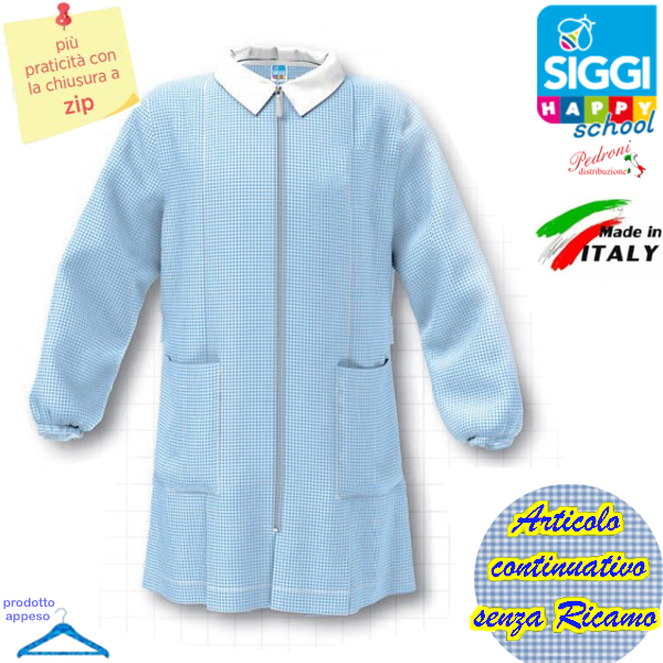 SIGGI Grembiule ASILO bambino 37GR3379 Bianc/Cielo Tg.45 Cm.92