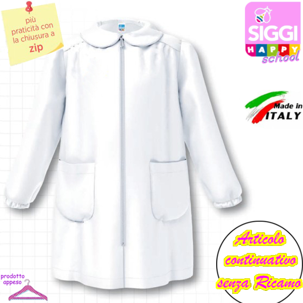 SIGGI Grembiule ASILO bambina 37GR3380 Bianco Tg.45 Cm.92