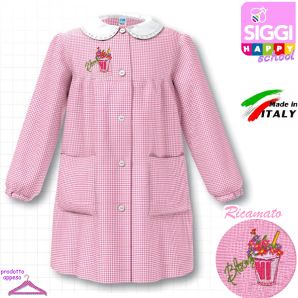 SIGGI Grembiule ASILO bambina 33GR4335 Bianco/Rosa Tg.45 Cm.92