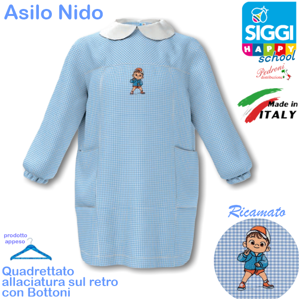 SIGGI Grembiule ASILO NIDO bimbo 47GR4358 Bianco/Cielo 36 MESI