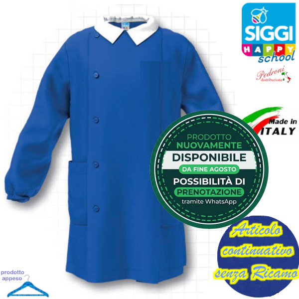 SIGGI GREMBIULE SCUOLA bambino 37GR1972 BLUETTE Tg.65 Cm.116
