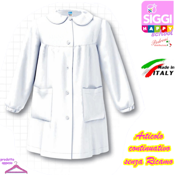 SIGGI Grembiule SCUOLA bambina 37GR2888 BIANCO Tg.65 Cm.116