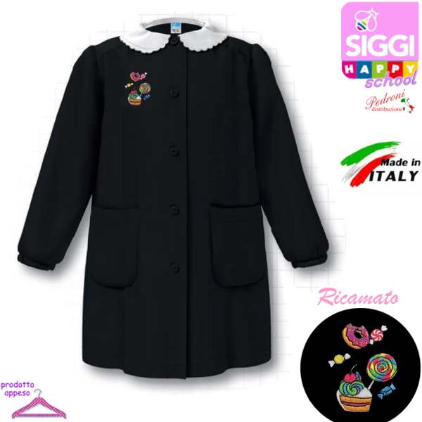 SIGGI Grembiule SCUOLA bambina 33GR3907 NERO Tg.95 Cm.152