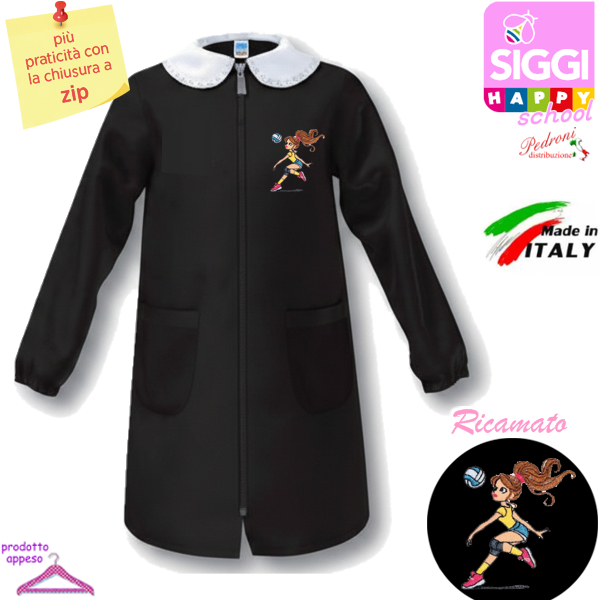 SIGGI Grembiule SCUOLA bambina 33GR4374 NERO Tg.95 Cm.152