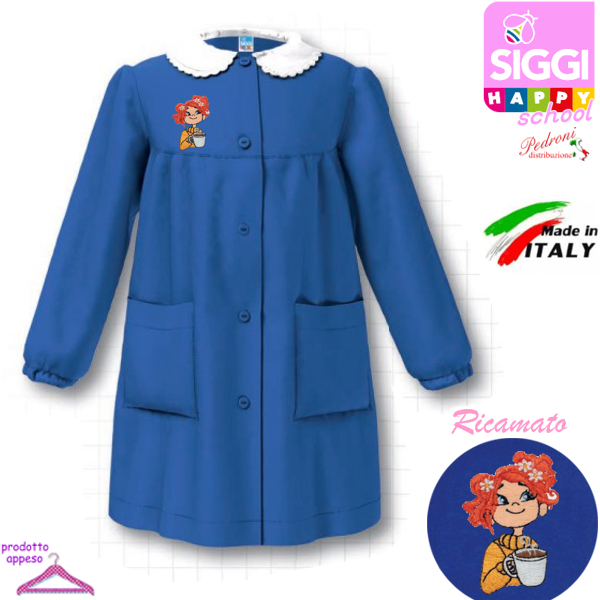 SIGGI Grembiule SCUOLA bambina 47GR4381 BLUETTE Tg.65 Cm.116