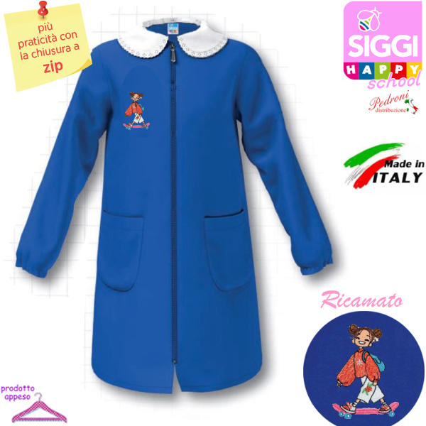 SIGGI Grembiule SCUOLA bambina 47GR4385 BLUETTE Tg.70 Cm.122 SIGGI Grembiule SCUOLA bambina 47GR4385 BLUETTE Tg.70 Cm.122
