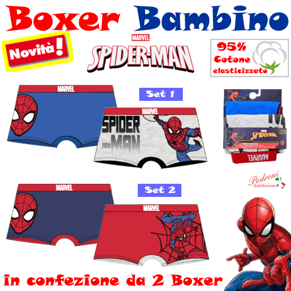 SPIDERMAN Boxer bambino COTONE Elasticizzato SP30038 3/8 Anni SPIDERMAN Boxer bambino COTONE Elasticizzato SP30038 3/8 Anni
