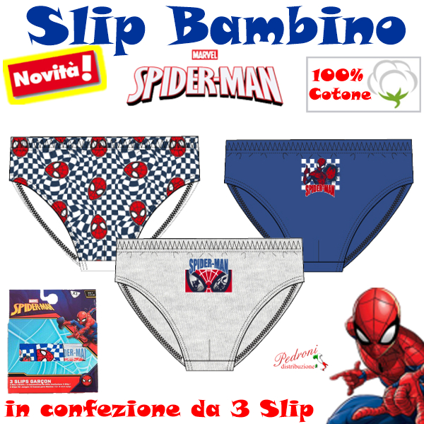 SPIDERMAN Slip bambino 100% COTONE art.MV30026 2/8 Anni
