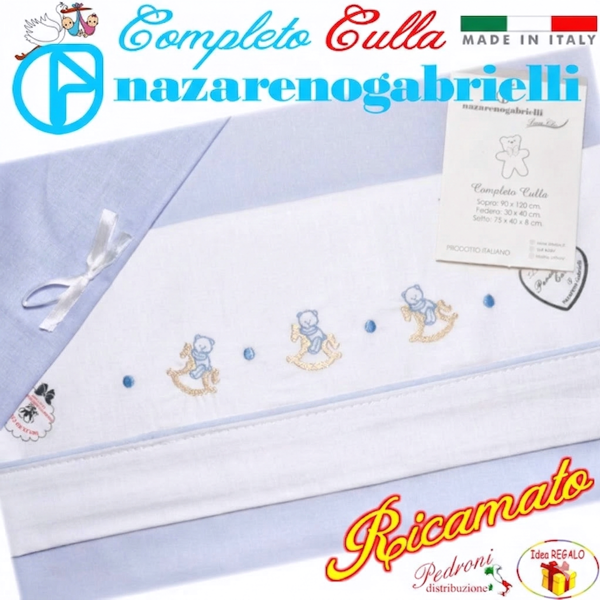 NAZARENO Completo CULLA ricamato NG91.15 Bianco/Cielo