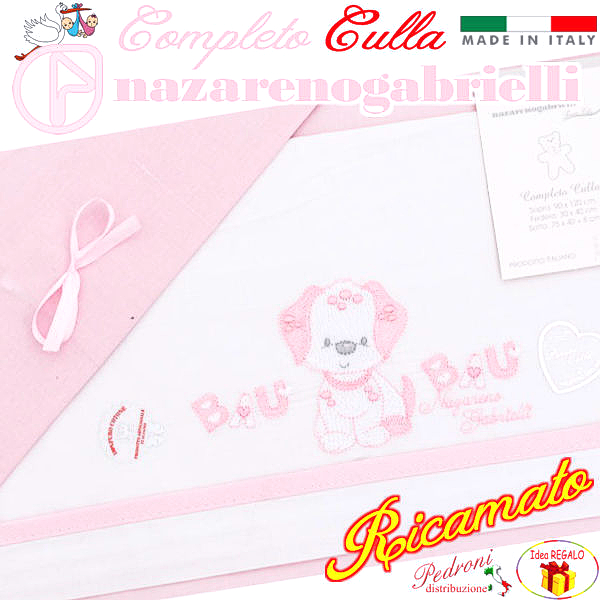 NAZARENO Completo CULLA ricamato NG91.22 Bianco/Rosa