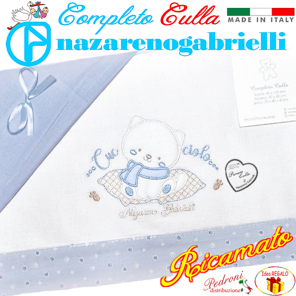 NAZARENO Completo CULLA ricamato NG91.8 Bianco/Cielo