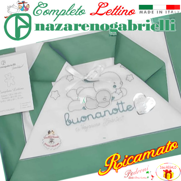 NAZARENO Completo LETTINO ricamato NG101.21 Bianco/Bosco