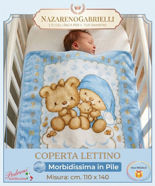 COPERTA Pile LETTINO " MULTIUSO " NG-40165 Cielo Dis.4