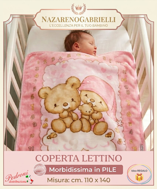 COPERTA Pile LETTINO " MULTIUSO " NG-40165 Rosa Dis.4