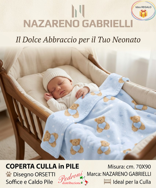 COPERTINA Pile CULLA disegnata " ORSETTI " NG-4722 Cielo