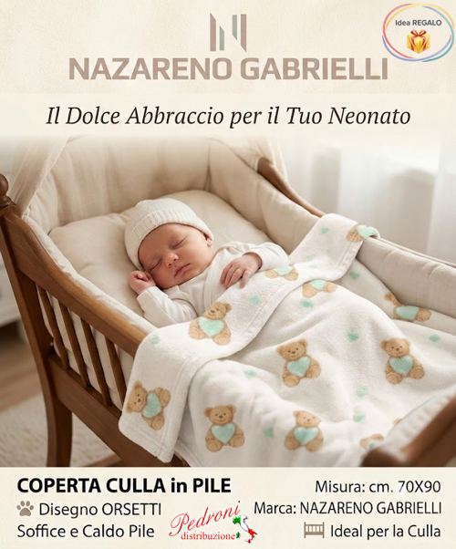 COPERTINA Pile CULLA disegnata " ORSETTI " NG-4722 Panna