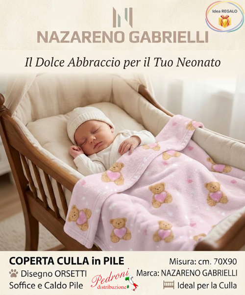 COPERTINA Pile CULLA disegnata " ORSETTI " NG-4722 Rosa