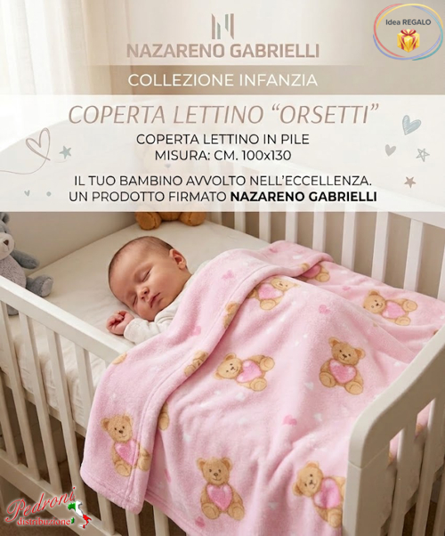 COPERTINA Pile LETTINO disegnata " ORSETTI " NG-4822 Rosa