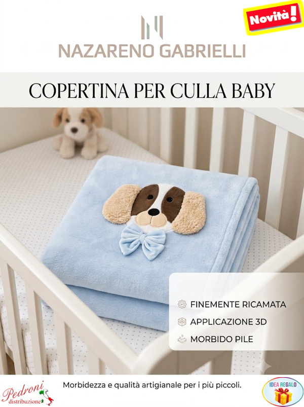 Copertina CULLA pile "RICAMATA DOG" NG-443 CIELO dis.1