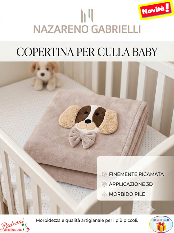 Copertina CULLA pile "RICAMATA DOG" NG-443 TORTORA dis.1