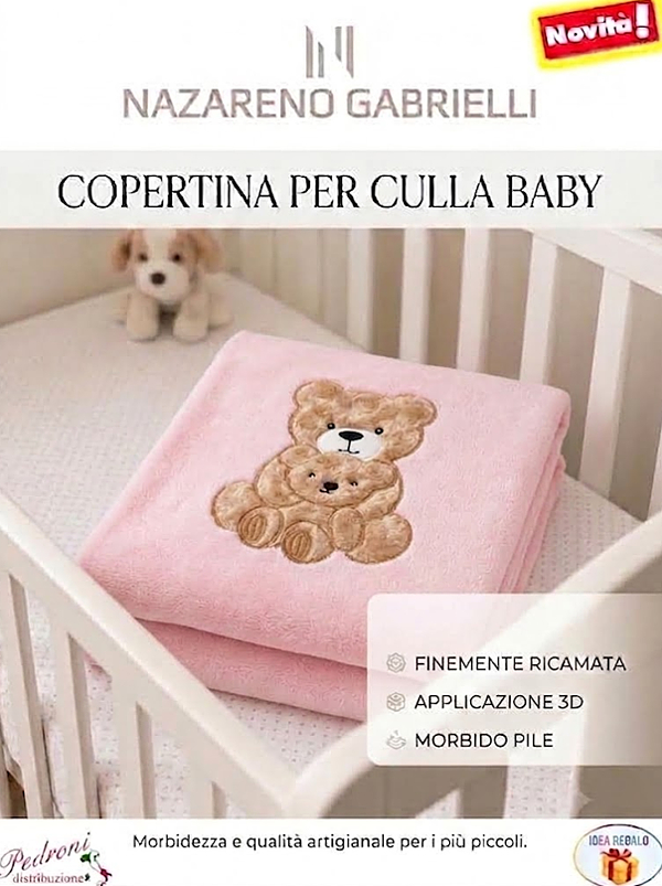 Copertina CULLA pile "RICAMATA ORSO" NG-444 ROSA