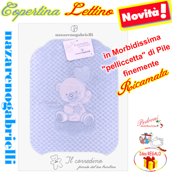 Copertina LETTINO "Pelliccetta di Pile" NG-549 CIELO 2 Ricami