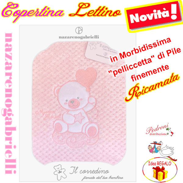 Copertina LETTINO "Pelliccetta di Pile" NG-549 ROSA 2 Ricami