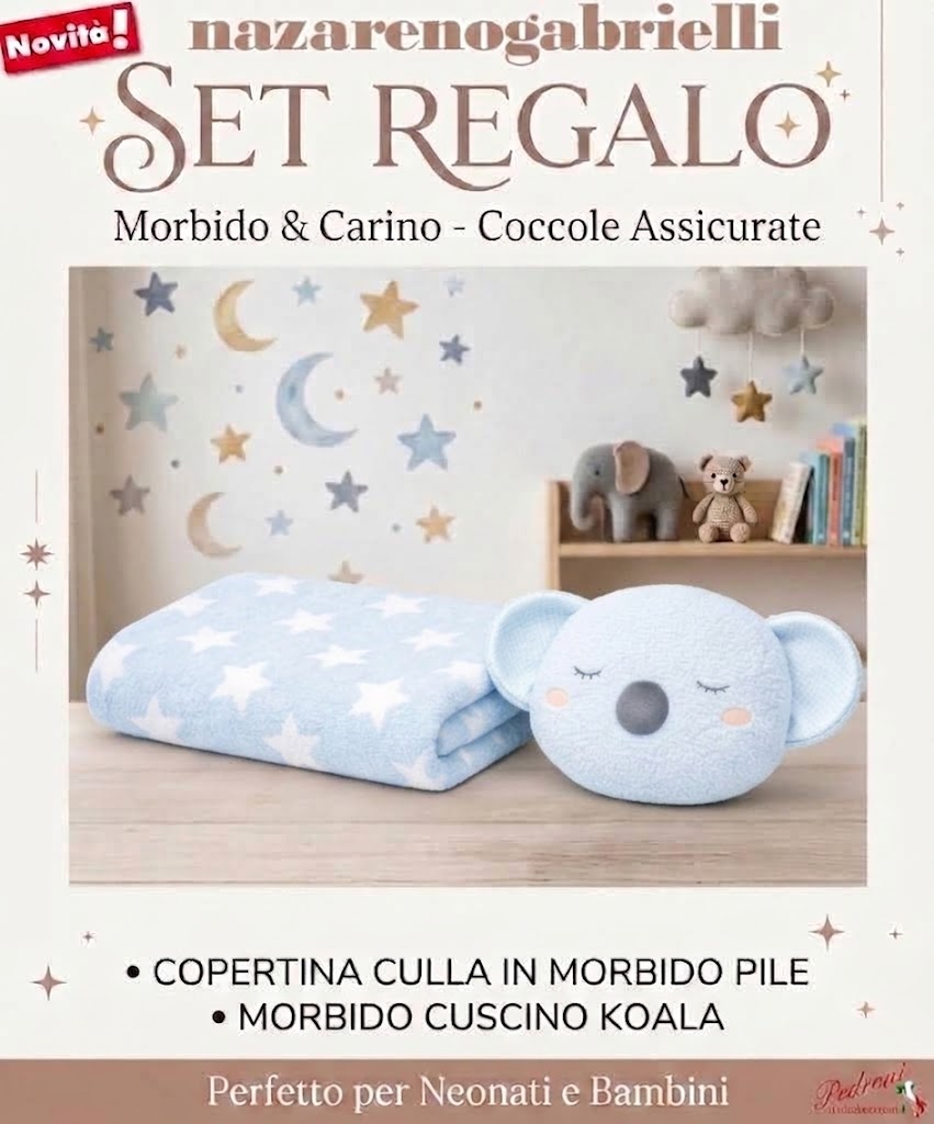 *IDEA REGALO* SET Copertina + Cuscino KOALA NG-4742 DIS.2 Cielo