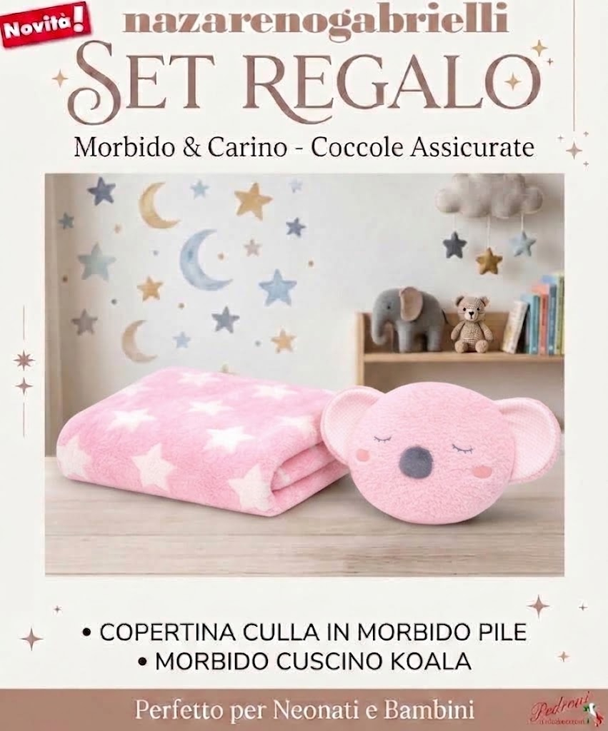 *IDEA REGALO* SET Copertina + Cuscino KOALA NG-4742 DIS.2 Rosa