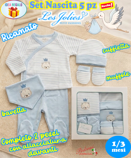 * LES JOLIES * Set Nascita 5 pz. LJ3591 Cielo Tg.1/3 Mesi DIS.2