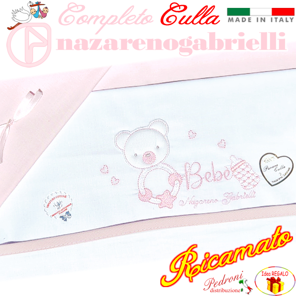 NAZARENO Completo CULLA ricamato NG91.32 Bianco/Rosa
