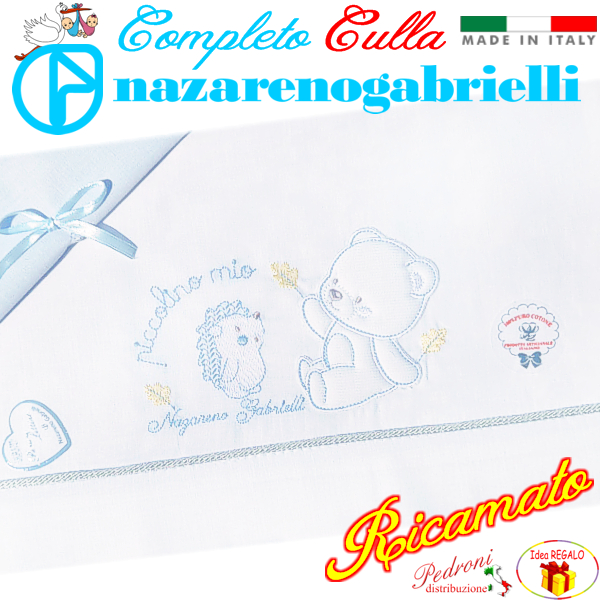NAZARENO Completo CULLA ricamato NG91.35 Bianco/Cielo