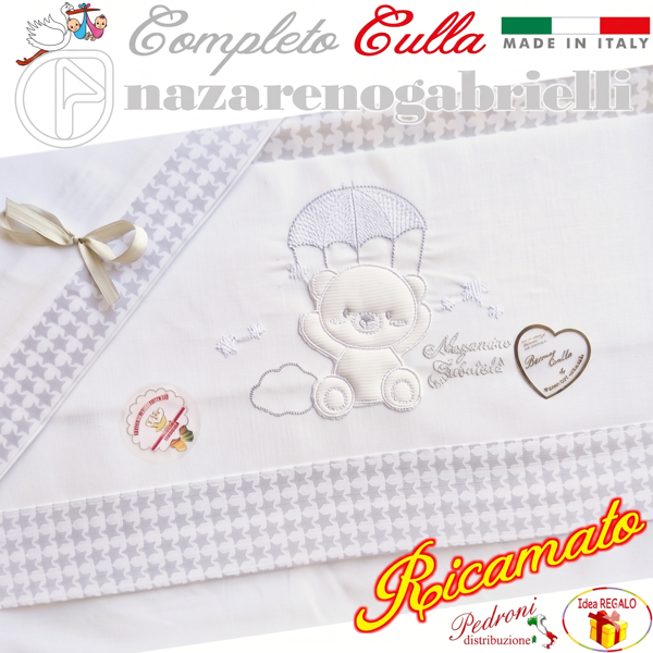 NAZARENO Completo CULLA ricamato NG91.36 Bianco/Grigio