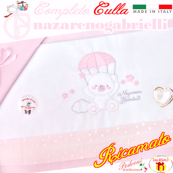 NAZARENO Completo CULLA ricamato NG91.36 Bianco/Rosa