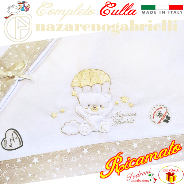 NAZARENO Completo CULLA ricamato NG91.36 Bianco/Sabbia