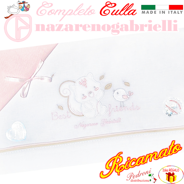 NAZARENO Completo CULLA ricamato NG91.39 Bianco/Rosa