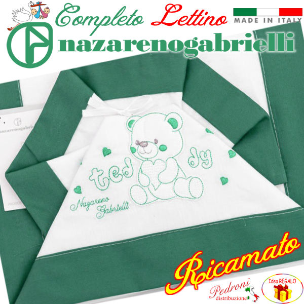 NAZARENO Completo LETTINO ricamato NG101.20 Bianco/Bosco