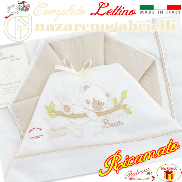 NAZARENO Completo LETTINO ricamato NG101.27 Bianco/Sabbia