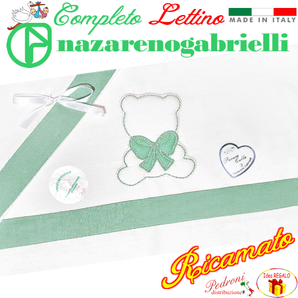 NAZARENO Completo LETTINO ricamato NG101.30 Bianco/Verde