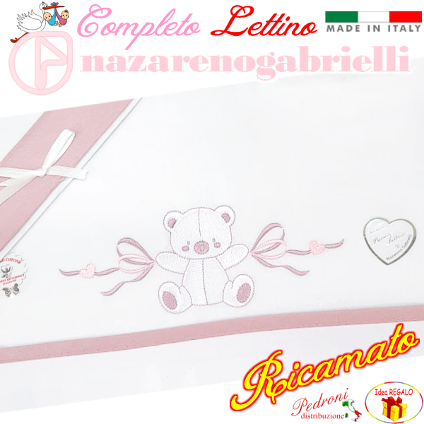 NAZARENO Completo LETTINO ricamato NG101.31 Bianco/Amaranto