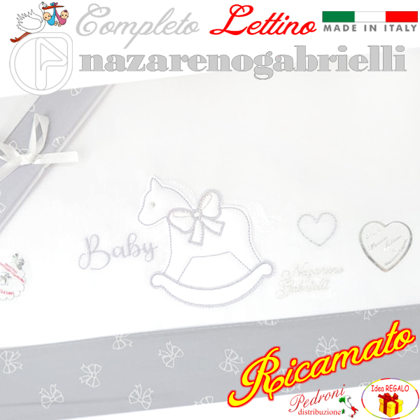 NAZARENO Completo LETTINO ricamato NG101.33 Bianco/Grigio
