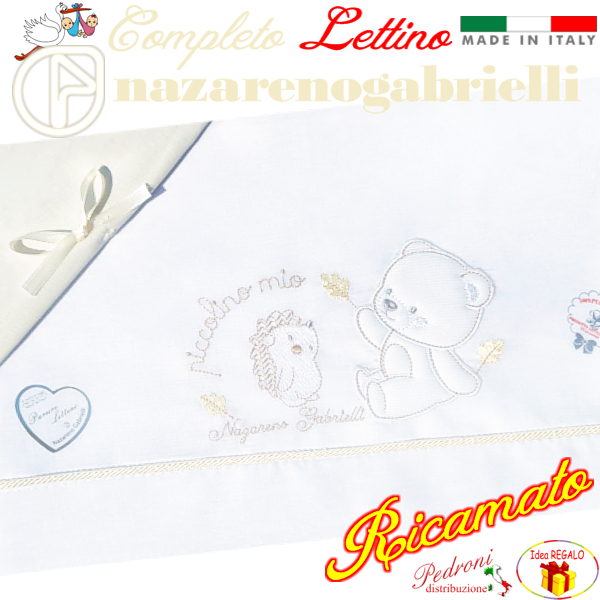 NAZARENO Completo LETTINO ricamato NG101.35 Bianco/Sabbia