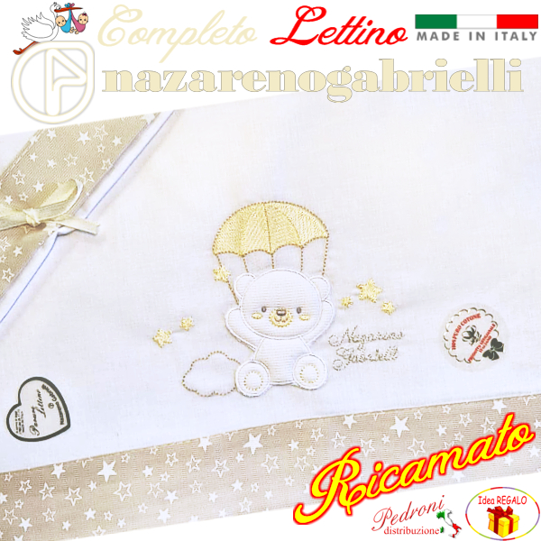 NAZARENO Completo LETTINO ricamato NG101.36 Bianco/Sabbia