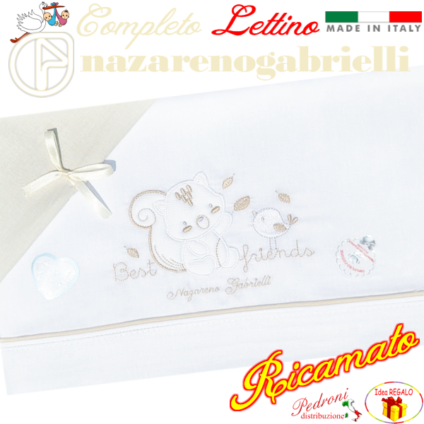 NAZARENO Completo LETTINO ricamato NG101.39 Bianco/Sabbia NAZARENO Completo LETTINO ricamato NG101.39 Bianco/Sabbia