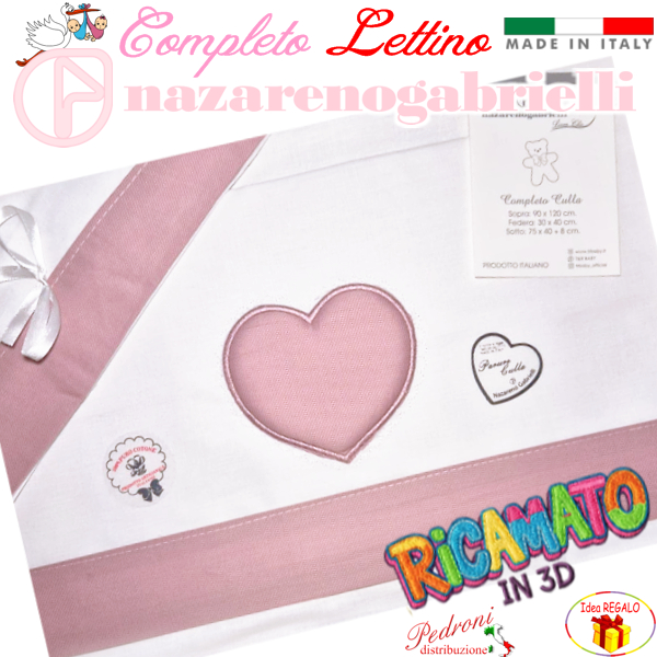 NAZARENO Completo LETTINO ricamato NG104 Bianco/Amaranto